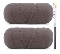 2 Pack Tshirt Yarn for Crocheting,Brown T Shirt Chunky Elastic Fabric Thick T-Shirt Crochet Yarn for Beginners Crocheting Hand Knitting Bag/Basket/Coasters/DIY Crafts/Home Decor 2 * 200G(Dark Coffee