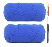 2 Pack Tshirt Yarn for Crocheting,Royal Blue T Shirt Chunky Elastic Fabric Thick T-Shirt Crochet Yarn for Beginners Crocheting Hand Knitting Bag/Basket/Coasters/DIY Crafts/Home Decor 2 * 200G
