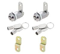 2 Pack Tubular Cam Locks, Dreld 1-1/8 Inch Cylinder Security Lock with 4 Keys, Straight and Offset Cam Chrome Finish for Drawer, RV, Vending Machine, Fruit Machine, Pool Table (27mm, Keyed Alike)