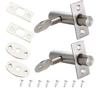 2 Pack Tubular Mortice Latch Door Security Rack Bolt Stainless Steel Door Bolts with Keys and Screws for Internal Door and Window