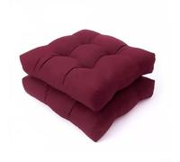 2 Pack Tufted Patio Chair Cushions, Weather Resistant Polyester Outdoor Seat Pads with High Elastic Filling for Garden Porch Deck Wicker Rattan Furniture(red)