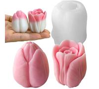 2 Pack Tulip Flower Peony Rose Succulent Cylinder Candle & Resin Mold - Resin Casting Silicone Molds for Home Decor & Candle Making Wave Spiral Mold