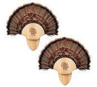 2 Pack Turkey Tail Fan Mounting Kit Oak Carved Turkey Fan Mounting Kit for Hanging Tail, Beard, Feather, Wall Mounted Hunting Trophy Mount Kit with Hardware, 8.3 Inch, Natural Oak Wood Color