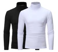 2 Pack Turtle Neck Tops for Men Turtleneck Jumpers Long Sleeve Roll Neck Top for Men Lightweight Turtleneck Sweater Pullover Basic T-Shirt (XXL)