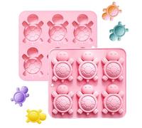 2 Pack Turtle Silicone Molds for Baking, 6 Cavity Chocolate & Candy Molds Kit for Cake, Gummy, Jello, Ice Cube - Fun Kids Baking Decorations