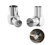 2 Pack TV Aerial Coaxial Adaptor, 90 Degree Right Angl TV PAL Male to TV Female Coaxial Connector, Satellite Antenna RF Coax Adapter for TV Antenna Cables Satellite Coaxial Cables Receivers Radios