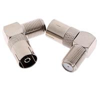 2 Pack TV Aerial Female to Female Coax Plug to F Socket 90 Degree Right Angle Angled Adaptor Screw Connector For Analogue and Digital Full HD TV BT SKY Freeview