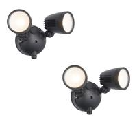 2 PACK Twin Light Outdoor Adjustable Spot Light - 2 x 10W CCT LED Module
