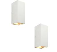 Loops 2 PACK Twin Outdoor Rectangular Wall Light - 2 x 5.5W CCT LED - Matt White Loops White