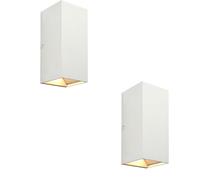 2 PACK Twin Outdoor Rectangular Wall Light - 2 x 5.5W CCT LED - Matt White