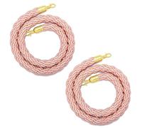 2 Pack Twisted Queue Barrier Rope with Gold Hooks - Durable Stanchion for Crowd Control in Hotels, Cinemas, and Events Post Ropes(8ft/245cm)