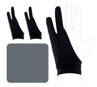 2 Pack Two-Finger Artist Glove for iPad & Graphics Drawing Tablet, 7.09x2.76in Smudge Guard Digital Drawing Art Gloves with Cleaning Cloth for Right Hand and Left Hand, Digital Artist Gift (Small)