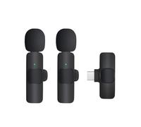 2 Pack Type C Microphone Wireless Lavalier for Iphone Ipad Android Samsung Lapel Microphones&Receiver Portable Mini Plug-Play Clip On Mic for Video Recording Live Steam Vlogs Interview Tiktok Youtube