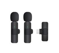 2 Pack Type C Microphone Wireless Lavalier Xmas Gifts for Iphone Ipad Android Samsung Lapel Receiver Portable Mini Plug-Play Clip On Mic for Video Recording Live Steam Vlogs Interview Tiktok Youtube