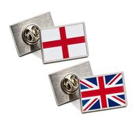2 Pack UK and England Flag Lapel Pins, Union Jack and St George Cross Printed Badges for National Day Events Office Wear and Travel Souvenirs