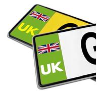 2 Pack UK Number Plate Stickers, Post-Brexit Compliant Weatherproof Self-Adhesive Stickers, Bubble Free Easy Apply 10.5x4CM Car Plate Labels for Cars Vans Trucks European Road Travel. (Green)