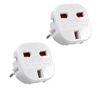 2 Pack UK to EU Travel Plug Adapter, EU Travel Adaptor Europe Converter Type C, E, F for European Spain, France, Italy, Portugal, Germany, Netherlands, Greece, Poland, Turkey and More White
