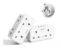 2 Pack UK to European Plug Adapter with 3 USB, 2 Way Euro Plug Adaptor with Dual 2 Pin Socket at The Bottom, Mscien EU Travel Adapter for Turkey Greece Germany France, Type E/F Europe Plug Adapter