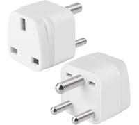 2-Pack UK to India Plug Adapter, VSEER India Power Converter Grounded Universal Travel Adapter 3 Pin India International Type D Plug (White)