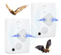 2 Pack Ultrasonic Bat Removal to Keep Bat Away for Attic Porch House, Bat Exclusion Device Indoor, Bat Away System, Bat Be Gone, Friendly to Human & Pet