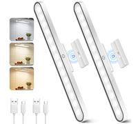 2 Pack Under Cabinet Kitchen Lights, 6000K Dimmable Wireless Under Cupboard Kitchen Lights, USB-C 2500mAh Rechargeable Battery Operated LED Lights Indoor for Cupboard, Wardrobe, Stair and Mirror