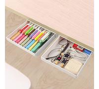 2 Pack Under Desk Drawer Organizer Slide Out Pencil Holder Desk Drawer Attachment Plastic Desk Organizers,Hidden Desktop Organizer Self-Adhesive, Paste Stationary Container