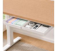 2 Pack Under Desk Drawer Organizer Slide Out Pencil Holder Desk Drawer Attachment Plastic Desk Organizers,Hidden Desktop Organizer Self-Adhesive, Paste Stationary Container