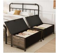 2 Pack Under the Bed Storage Containers,12 inch Height Under Bed Shoe Storage,31inch Long Underbed Storage with Wheels,Large Rolling under bed Clothes Storage Drawers with Lid for Dorm Tall,Black