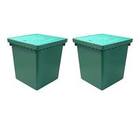 2 Pack Underground Heavy Duty Pull Boxes 500x500x505mm GRP Cover Splice Box, Access Box, Deep Enclosure Box, Distribution Pit Access Junction Boxes for Buried Cable Routes, Power Cable Jointing