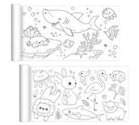 2-Pack Underwater & Animal World Paper Roll for Kids, Self-Adhesive Paper with Vivid Patterns, Ink-Resistant Paper for Painting for Kids for DIY and Crafts, Creative Drawing Paper for Gifting