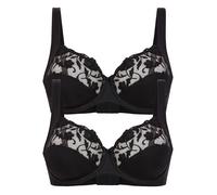 2 Pack Underwired Bra Moments by Felina 519 34-50 B-G Black and White