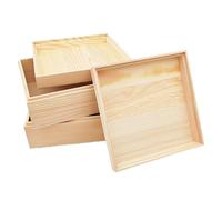 2 Pack Unfinished Wood Storage Box with Top Lid, Wooden Pine Box DIY Craft Stash Boxes for Arts Hobbies and Home Storage (18x18x8cm)