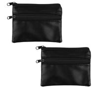 2 Pack Unisex Black Small Coin Pouch, 11 x 7.5cm, Small Zip Purse for Men & Women, Compact Coin Pouch and Card Holder, Purses for Women Size, Purse with Two Zipped Compartments