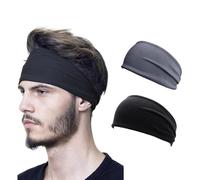 2-Pack Unisex Sports Headbands - Elastic Wide Moisture-Wicking Sweatbands for Running, Cycling, Yoga, and Fitnes,running headband men,mens headband
