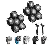 2 Pack Universal 6 Blades Replacement Heads, Compatible with Freebird Head Shaver, 6D Blades Shaver Head for Men's Grooming, Electric Razor Shaver Heads