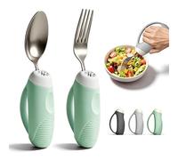 2-Pack Universal Adaptive Utensil Grips for Hand Tremors, Green