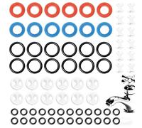 2-Pack Universal Brass Tap Cartridge & 72-Pcs Tap Washers Assorted UK Set - Ceramic Valve Repair Kit with O-Rings for Leak-Proof Kitchen & Bathroom Mixer Taps
