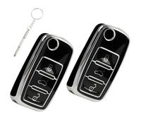 2-Pack Universal Key Fob Case, 3-Button Folding Shell Compatible with Hyundai i20 i30 i35 iX20 iX35 Kia Ceed Soul Sportage Venga - Remote Control Cover Accessories