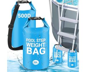 2 Pack Universal Pool Step Weights 40L 500D PVC Pool Ladder Weights for Above Ground Pools, Heavy-Duty Swimming Pool Sand Bags Foldable Waterproof Dry Bag Backpack, Easy & Quick Fill 100lbs Sand