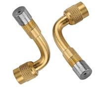 2 Pack Universal Tire Valve Extension,90 Degree Tire Schrader Valve Stem Extension Brass Adaptor Compatible for Passenger Cars, Stroller, Bicycles, Motorcycles, Trailers.bike pump adaptor