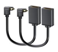 2-Pack UP & Down Angled Micro HDMI Male to HDMI Female Adapter Cable | 90° Degree 4K@60Hz Micro HDMI Type D to HDMI Type A Cord 18Gbps for Raspberry Pi 5/Pi 4/GoPro/Camera -14.5cm, Black