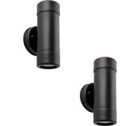 Loops 2 PACK Up & Down Twin Outdoor Downlight - Dimmable 2 x 7W GU10 LED - Black Loops Black
