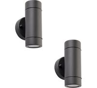 2 Pack Up & Down Twin Outdoor Ip44 Wall Light - 2 X 7W Gu10 Led - Anthracite