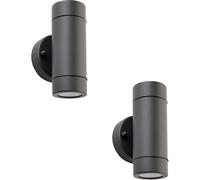 Loops 2 PACK Up & Down Twin Outdoor IP44 Wall Light - 2 x 7W GU10 LED - Anthracite Loops Multicolor