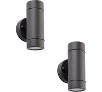2 PACK Up & Down Twin Outdoor IP44 Wall Light - 2 x 7W GU10 LED - Anthracite Loops Multi One Size