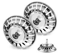 (2 Pack) Upgraded Kitchen Sink Plug Strainer Stainless Steel Strainers Sink Plugs Replacement for Food/Hair Catcher - UK Sinks Hole Diameter 78mm