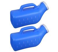2 Pack Urinal Bottle 1200ml/34 Ounce Portable urinals, Urinal Bottles with Lid, Male Urine Bottles, Spill Proof Pee Bottle for Men for Hospital, Incontinence, Outdoor, Car, Travel, Camping(Blue)