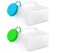 2 Pack Urinals for Men Glow in The Dark Lid - 32oz/1000mL Thick Plastic Mens Bedpan Bottle with Screw-on Lid - Spill Proof Urinary Chamber - Measuring Scale - Male Portable Travel Pee Bottles