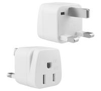 2 Pack US to UK Plug Adapter, USA to UK Plug Adapter, American to UK Plugs Adapters, American Canada Mexico Japan to British Grounded Converter Power Adaptor (White)