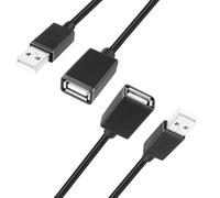 2 Pack USB 2.0 Extension Cable,2m+2m USB A Male to A Female Extender Cable,480Mbps Data Transfer Extension Lead Cables for Printer,Scanner,Camera,Keyboard,Card Reader,Hard Drive,USB Disk,Webcam(Black)